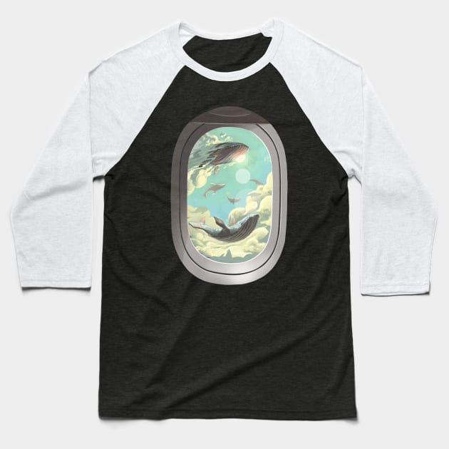 Flying whales Baseball T-Shirt by Moi Escudero